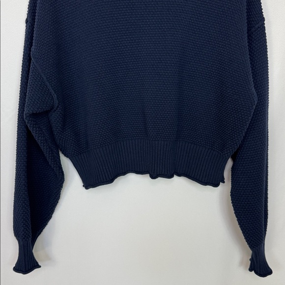 Free People Knit Sweater Navy Blue Size Medium Mock Neck - Picture 6 of 8